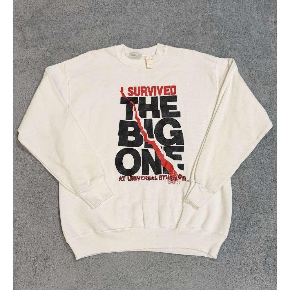 Vintage Universal Studios USA Men L Earthquake Ride Hollywood Graphic Sweatshirt
